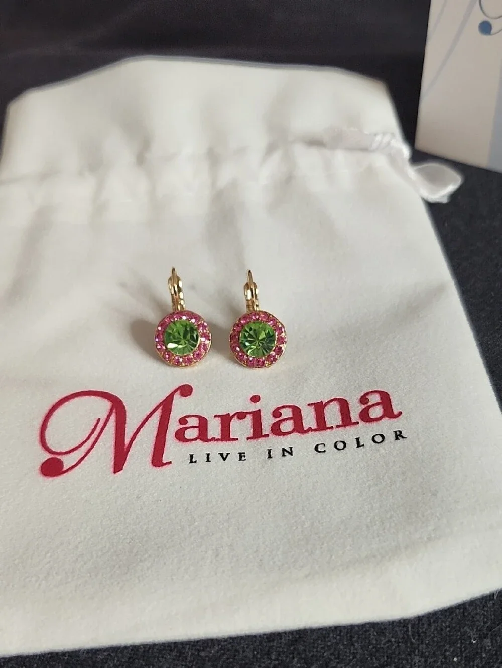 Mariana Coral Cove Gold-Tone Pink & Green Swarovski Crystal Lever-Back Earrings